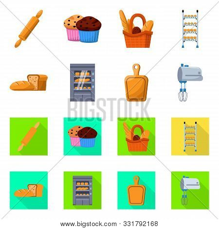 Vector Illustration Of Bakery And Natural Symbol. Collection Of Bakery And Business Stock Symbol For