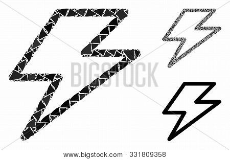 Flash Composition Of Trembly Elements In Various Sizes And Color Tones, Based On Flash Icon. Vector 