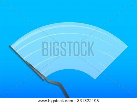 Car Windscreen Wipe Glass, Wiper Cleans The Windshield. Vector Stock Illustration