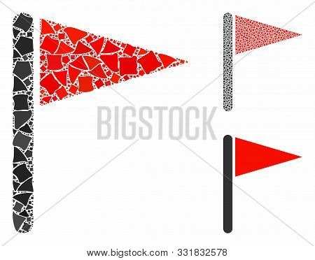 Triangle Flag Mosaic Of Uneven Items In Different Sizes And Color Tones, Based On Triangle Flag Icon