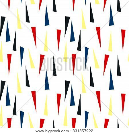 Abstract Seamless Pattern With Graphyc Elements - Black Triangles.  Avant-garde Collage Style. Geome