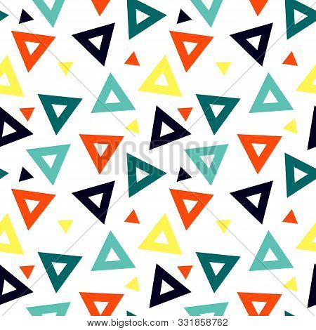 Abstract Seamless Pattern With Graphyc Elements - Triangles.  Avant-garde Collage Style. Geometric W