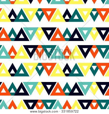 Abstract Seamless Pattern With Graphyc Elements - Triangles.  Avant-garde Collage Style. Geometric W