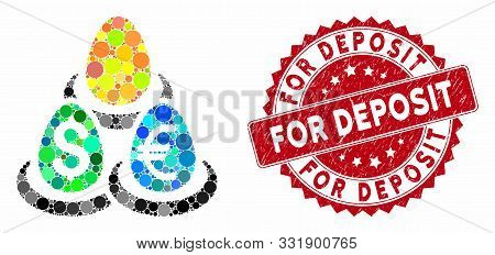 Mosaic Currency Deposit Diversification And Grunge Stamp Seal With For Deposit Text. Mosaic Vector I