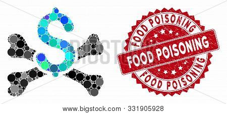 Mosaic Mortal Debt And Grunge Stamp Seal With Food Poisoning Caption. Mosaic Vector Is Composed With