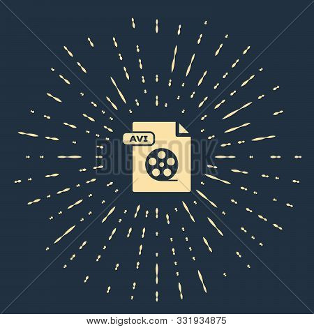 Beige Avi File Document. Download Avi Button Icon Isolated On Dark Blue Background. Avi File Symbol.