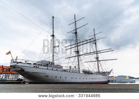 Stralsund, Germany - July 31, 2019: Museum Ship Gorch Fock I In The Harbor. It S A Tall Ship Of The 