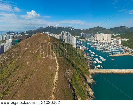 Aerial View Of Aberdeen Typhoon Shelters And Ap Lei Chau Seen From Mount Johnston, Also Known As Yuk
