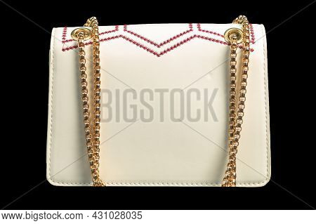 Fashion Handbags On Black Background. Flat Lay, Springsummer Fashion Concept In Pastel Colored