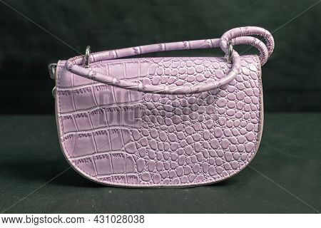 Fashion Handbags On Black Background. Flat Lay, Springsummer Fashion Concept In Pastel Colored