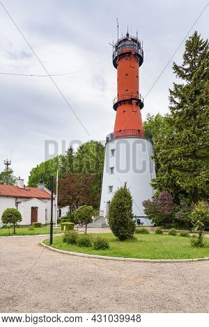The Old Currently Active Lighthouse At Cape Rozewie In Poland