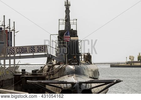 Manitowoc, Wi Usa 07-25-2021: Maritime Museum, Port Of Uss Cobia, A World War Ii Submarine.