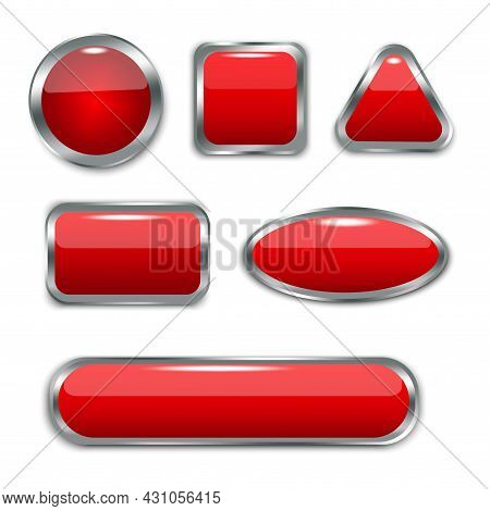 Red Shapes Metal Frame On White Background. Rectangle Design. Vector Illustration. Stock Image.