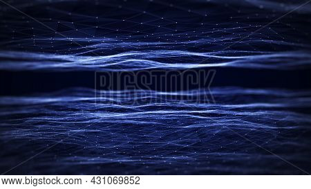Polygon Abstract Background Concept Of Dots And Lines Connected. With A Dark Background