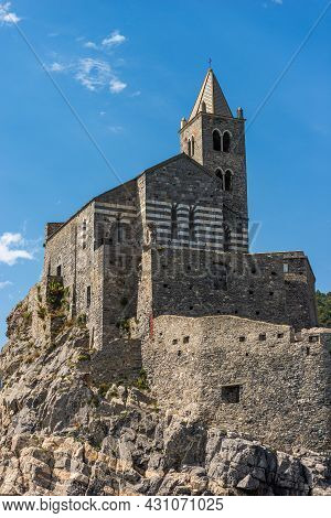 Medieval Church Of San Pietro (st. Peter Consecrated In 1198) In Portovenere Or Porto Venere, Unesco