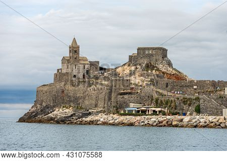 Medieval Church Of San Pietro (st. Peter, Consecrated In 1198) In Portovenere Or Porto Venere Town, 