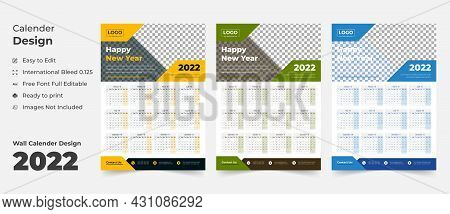 2022 Wall Calendar With Blue Layout,blue Wall Calendar 2022,new Wall Calendar 2022 Template - 12 Mon