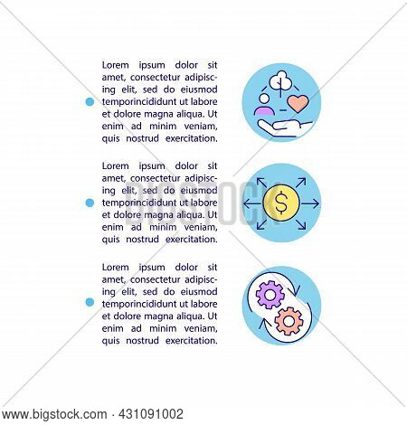 Employing Csr Funds Effectively Concept Line Icons With Text. Ppt Page Vector Template With Copy Spa