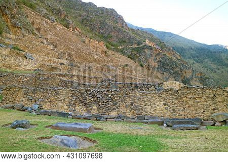 The Terraces Of Pumatallis Inside Ollantaytambo Incas Citadel, Urubamba Province, Cusco Region, Peru