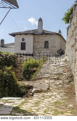 View Of The Mountains Village Of Saint Laurentius (pelion) With Traditional Houses On A Sunny, Summe