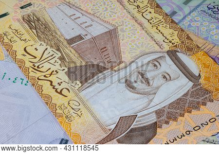 Close Up Photography Of Saudi Arabian Money. Paper Currency Of Saudi Arabia. Saudi Riyal With The Po