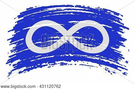 Metis Flag Blue Flag In Grunge Brush Stroke, Vector Image