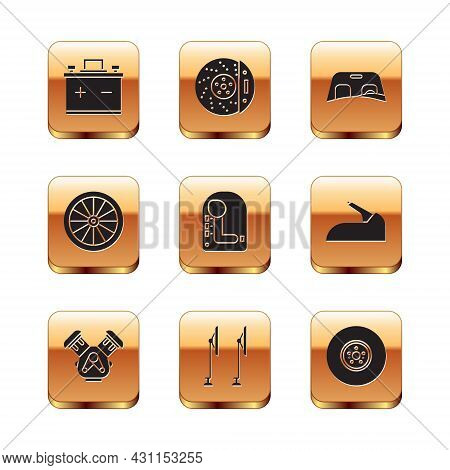 Set Car Battery, Engine, Windscreen Wiper, Gear Shifter, Wheel, Windscreen, Brake Disk And With Cali