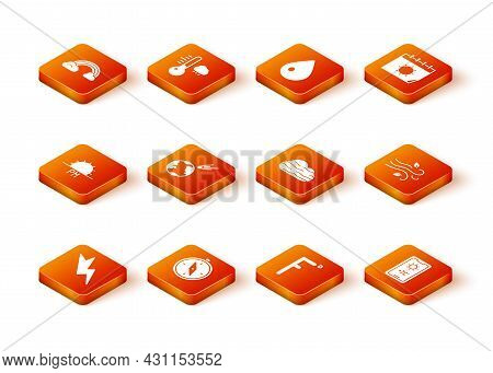 Set Lightning Bolt, Compass, Sunset, Comet Falling Down Fast, Fahrenheit, Fog And Cloud, Weather For