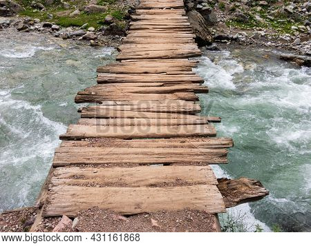 Closeup Of A Wooden Bridge In Bluewater Kalam Swat