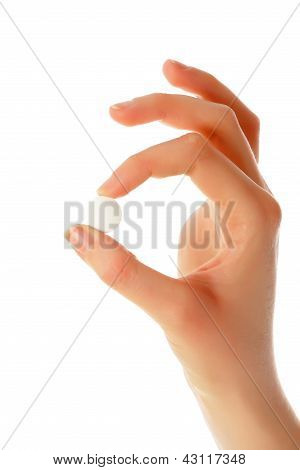 Beautiful Hand Holding A Pill