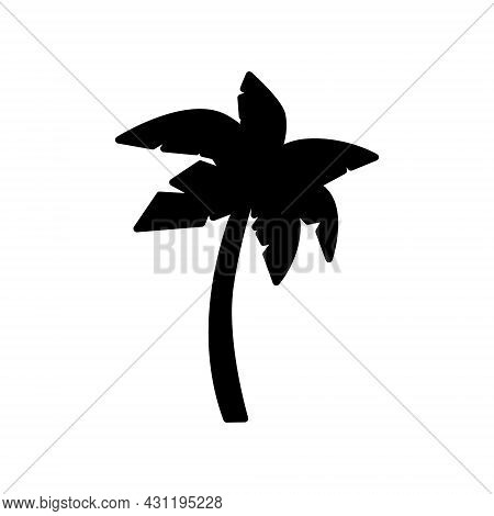 Palm Glyph Icon. Maldives Attribute. Tropical Resort. Black Filled Symbol. Isolated Vector Stock Ill