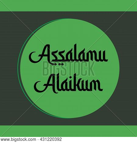 Assalamu Alaikum Religious Greetings Arabic Style Typography Text.  Islamic Typography Poster Vector
