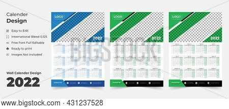 2022 Wall Calendar With Blue Layout,blue Wall Calendar 2022,new Wall Calendar 2022 Template - 12 Mon