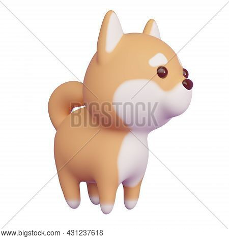 Shibu Ina Dog Isolated On White Background. 3d Rendering