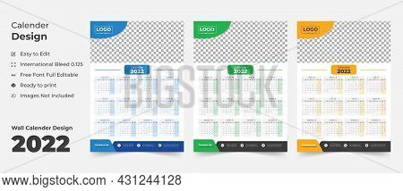 2022 Wall Calendar With Blue Layout,blue Wall Calendar 2022,new Wall Calendar 2022 Template - 12 Mon