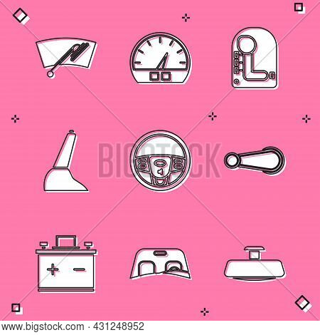 Set Windscreen Wiper, Speedometer, Gear Shifter, Car Handbrake, Steering Wheel, Door Handle, Battery