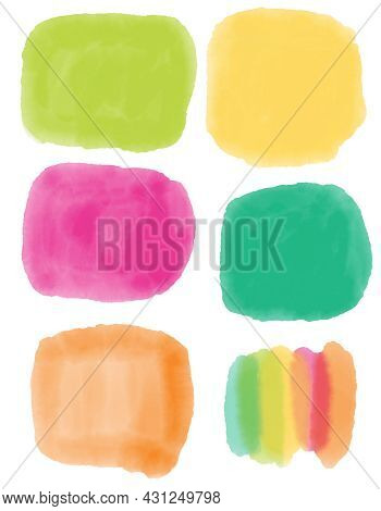 Set Of Color Watercolor Stain. Pink Orange Yellow