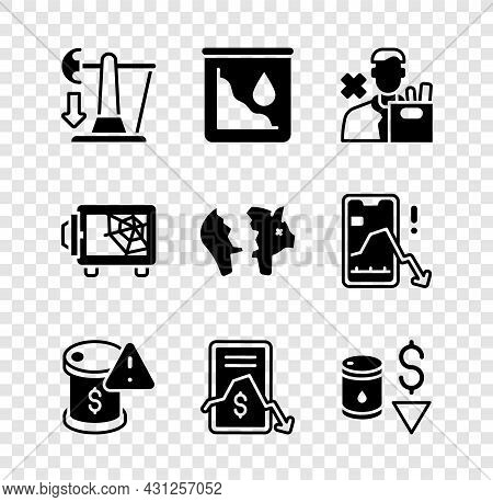 Set Drop In Crude Oil Price, Employee Dismissal, Mobile Stock Trading, Safe And Broken Piggy Bank Ic