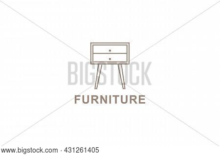 Interior Logo Design. Furniture For Room Decoration. Interior Furniture Minimalist Desk Shelf Design