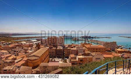 Top Vew Of The Porto Empedocle During The Summer Season