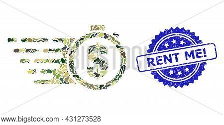 Military Camouflage Composition Of Credit Time, And Rent Me Exclamation Unclean Rosette Seal. Blue S