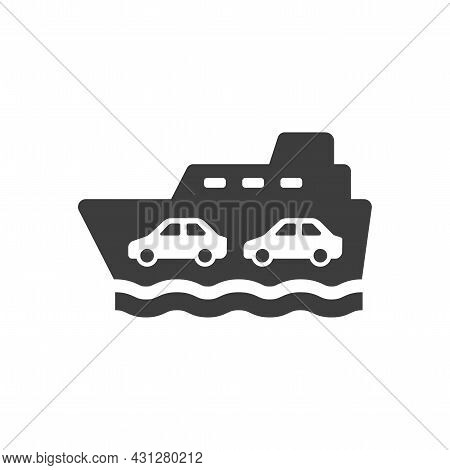 Ferry Boat Black Vector Sign. Ferryboat Ship Symbol.