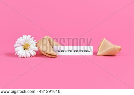 Concept For Positive Thinking With Fortune Cookies With Motivational Text Saying 