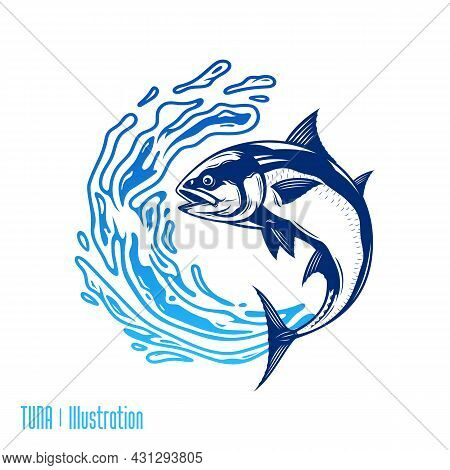 Tuna Fish Illustrations With Water Splashes