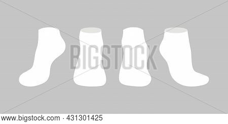 White Socks Template Mockup Flat Style Design Vector Illustration Set Isolated On Gray Background. L