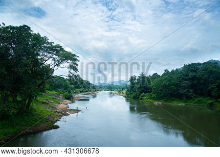 River Flowing Through A Beautiful Tropical Rainforest Chalakudy Kerala, Beautiful Riverscape Photogr