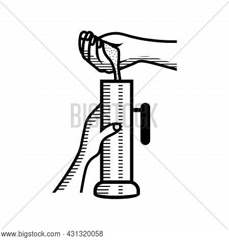Pouring Rice Powder To Steam Rice Cake Maker Also Known Puttu Kutty Outline Sketch