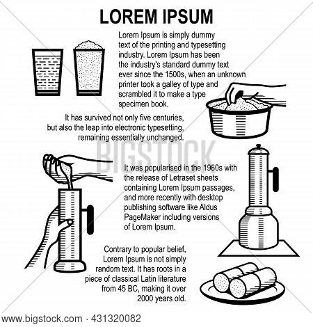 South Indian Breakfast Dish Steam Rice Cake Also Known Kerala Puttu Cooking Method Outline Sketch
