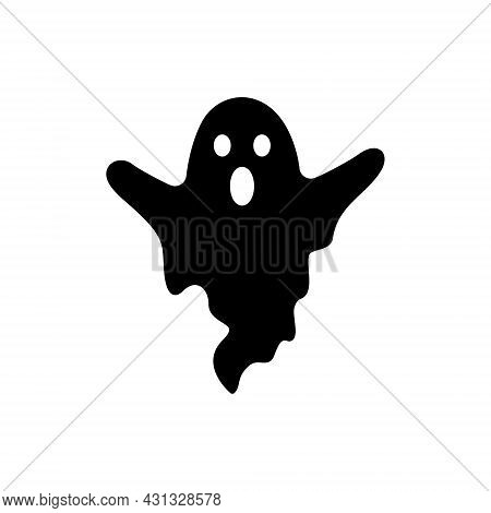 Cute Halloween Ghost Silhouette Icon. Spooky And Scary Monster Halloween Glyph Pictogram. Funny Dark