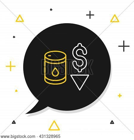 Line Drop In Crude Oil Price Icon Isolated On White Background. Oil Industry Crisis Concept. Colorfu